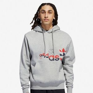 Adidas Originals Men’s Logo Play Pullover Hoodie Size Large H31324 NWT Grey.